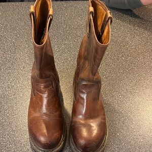 MEN'S CATERPILLAR REVOLVER STEEL TOE BROWN LEATHER WORK BOOTS - size 10